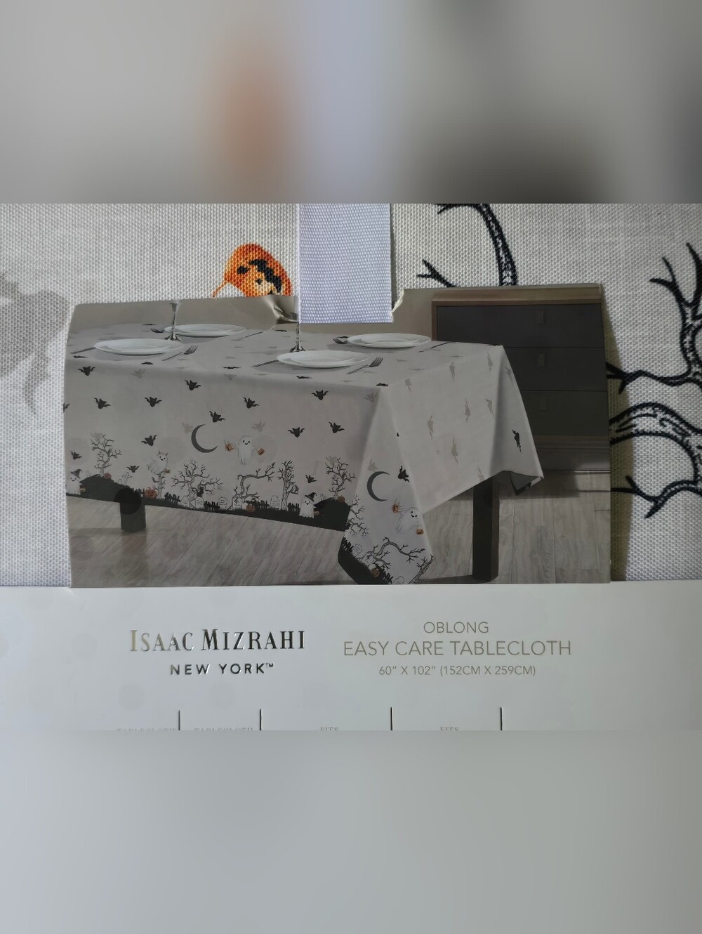 NEW Issac Mizrahi Fabric Halloween Tablecloth